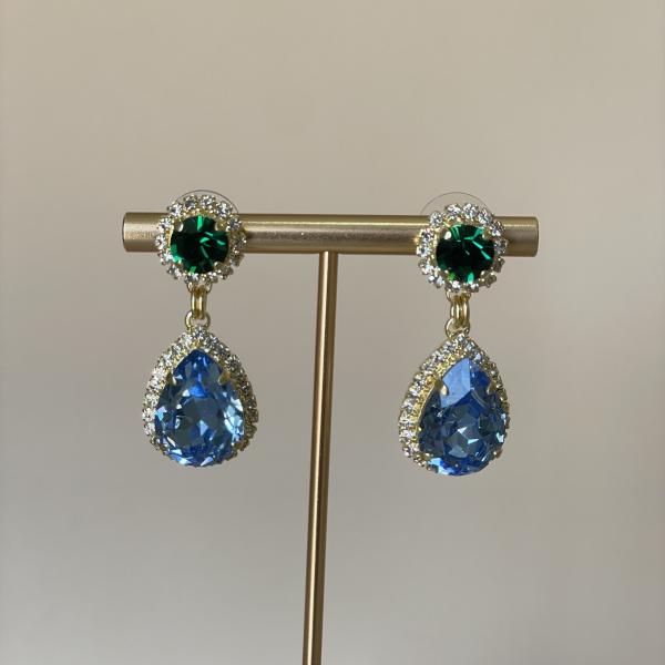 ARETES HEAVEN VERDE EMERLAD Y AZUL -G