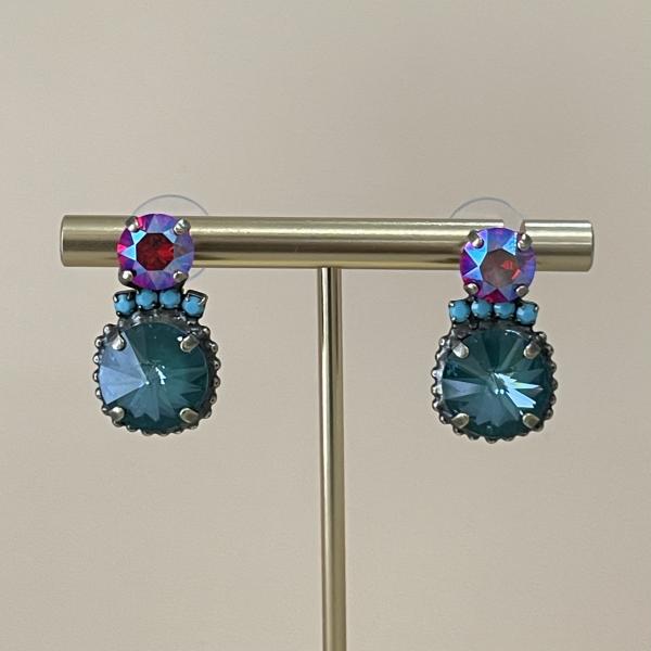 ARETES CALYPSO ROJO TORNASOL Y AZUL