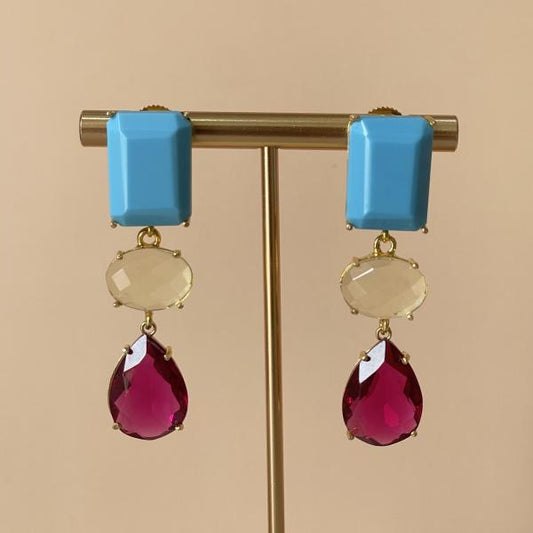 ARETES 3 MULTIGEMSTONES TURQUOISE HYDRO