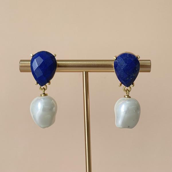 ARETES LAPIS GEMSTONE & BAROQUE PEARL