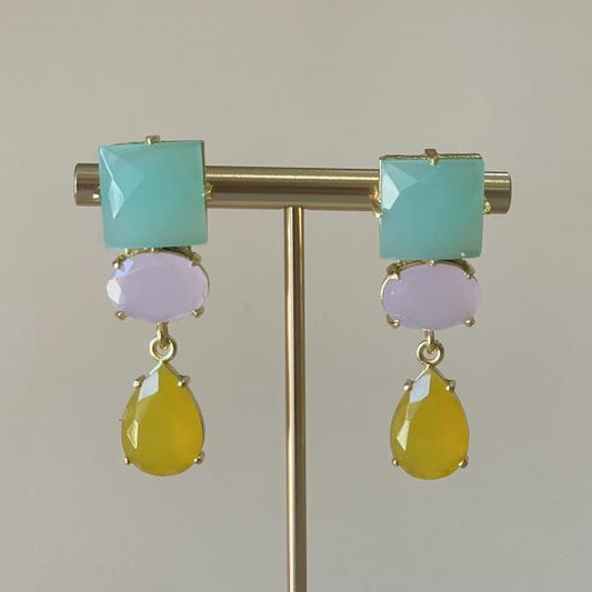 ARETES AQUA & PINK CHALCEDONY