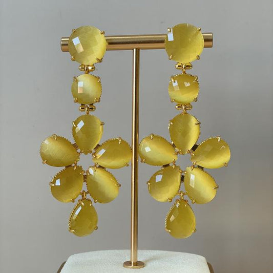 ARETES FLOR - MOSTAZA