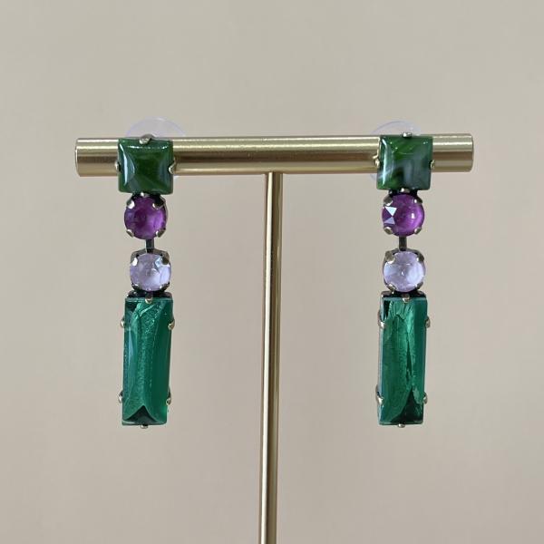 ARETES PEONIA VERDE LAVANDA