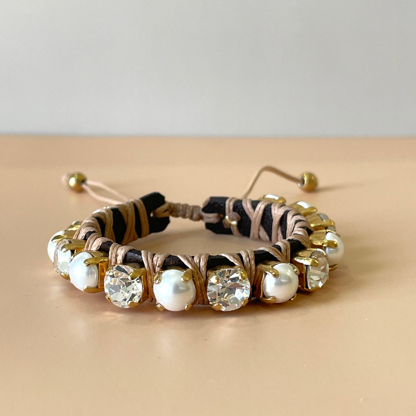 PULSERA FAVORITA PERLA Y CRISTAL CLEAR -HB