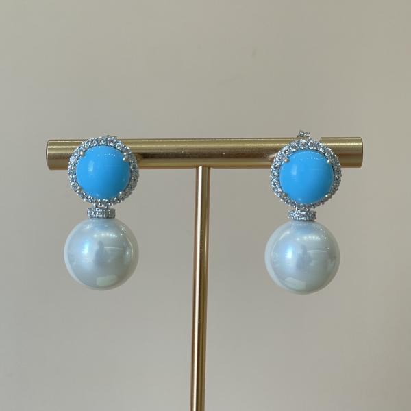 ARETES PERLA TURQUESA