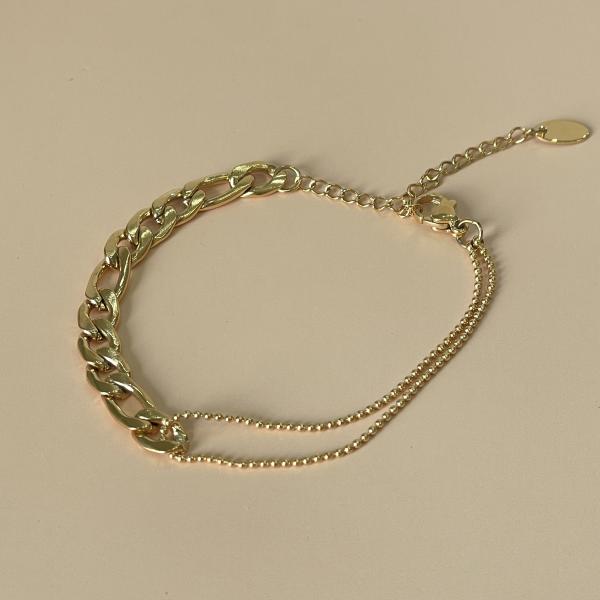 PULSERA MITAD CADENA Y MITAD BOLITAS