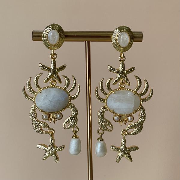 ARETES CANGREJO -CUARZO BLANCO