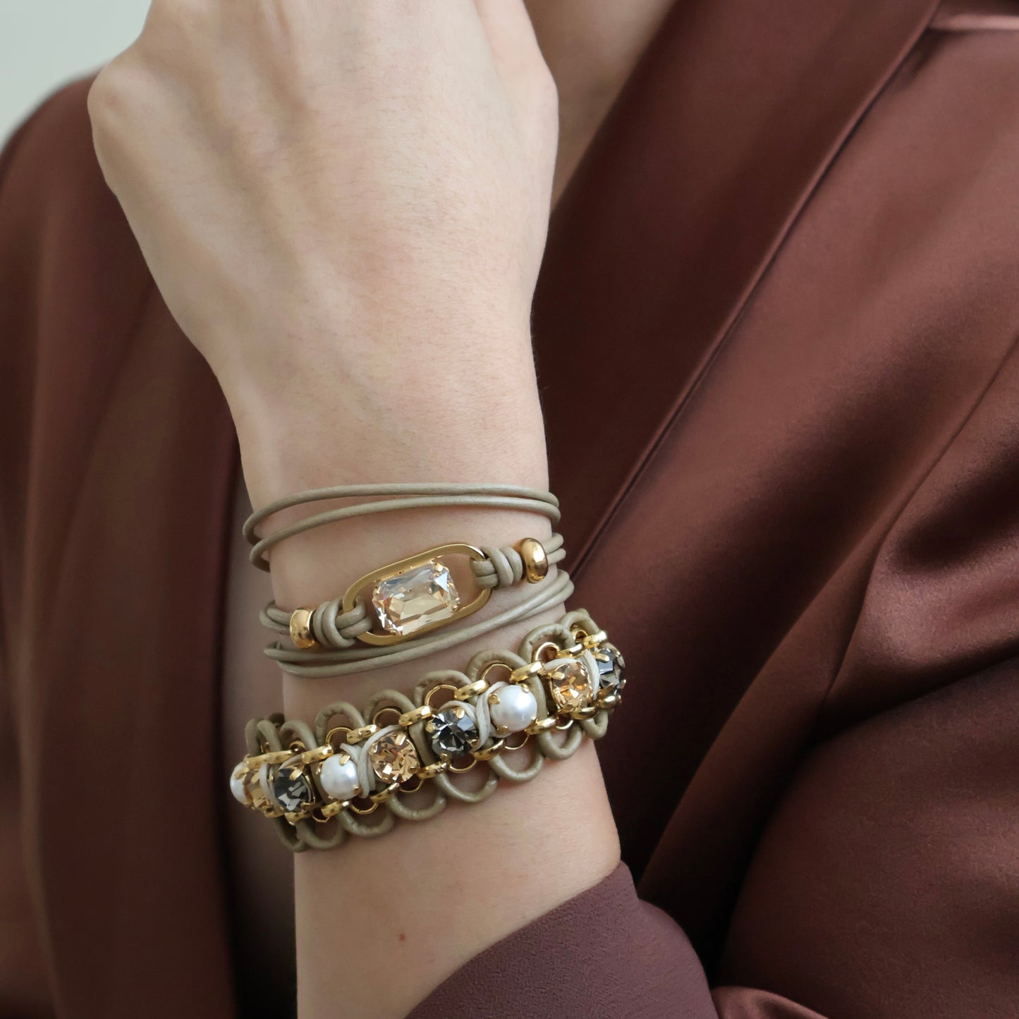 PULSERA ITALIA ENROLLABLE CAFE CRISTAL GOLD