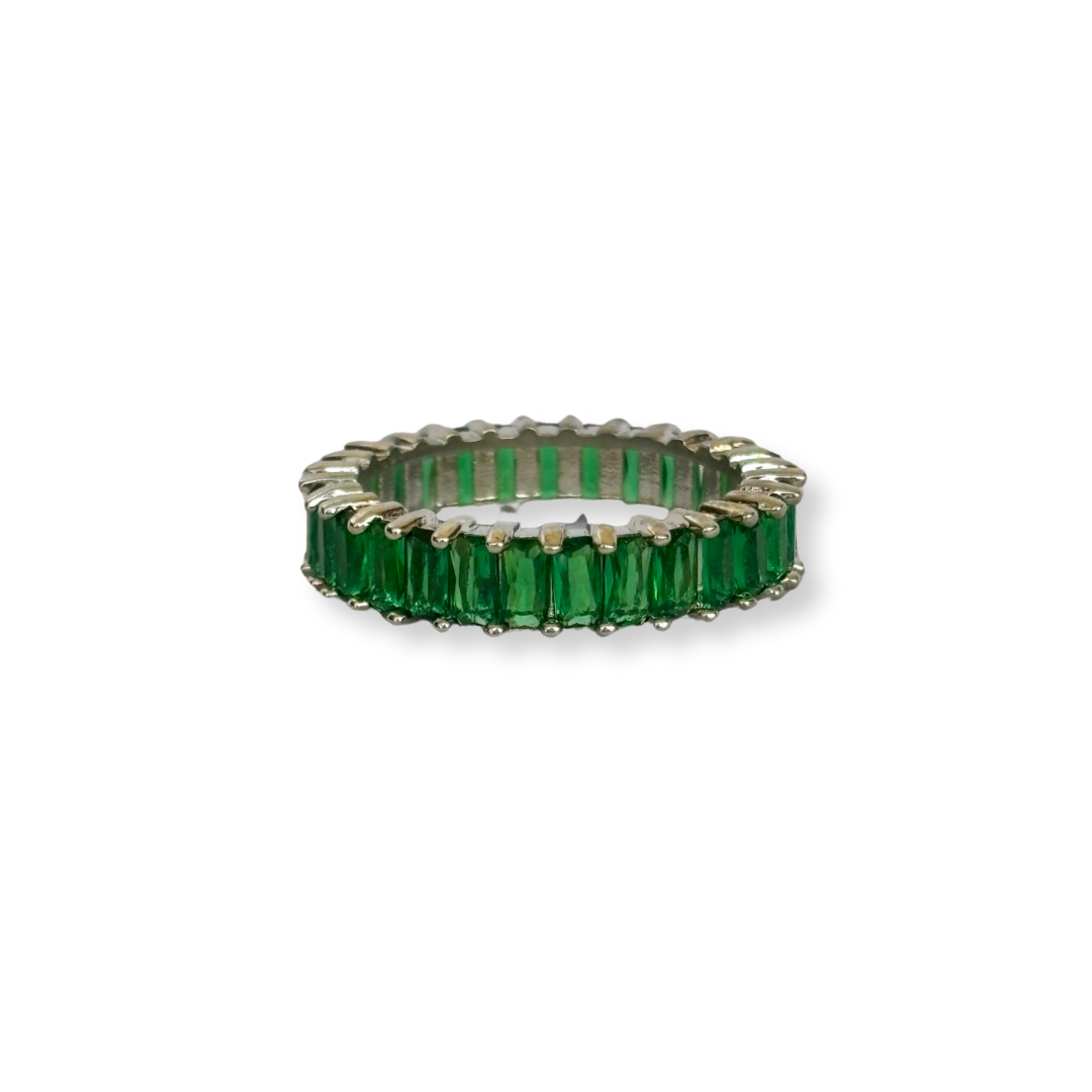 ANILLO CRISTAL MINI BAGUETTE VERDE