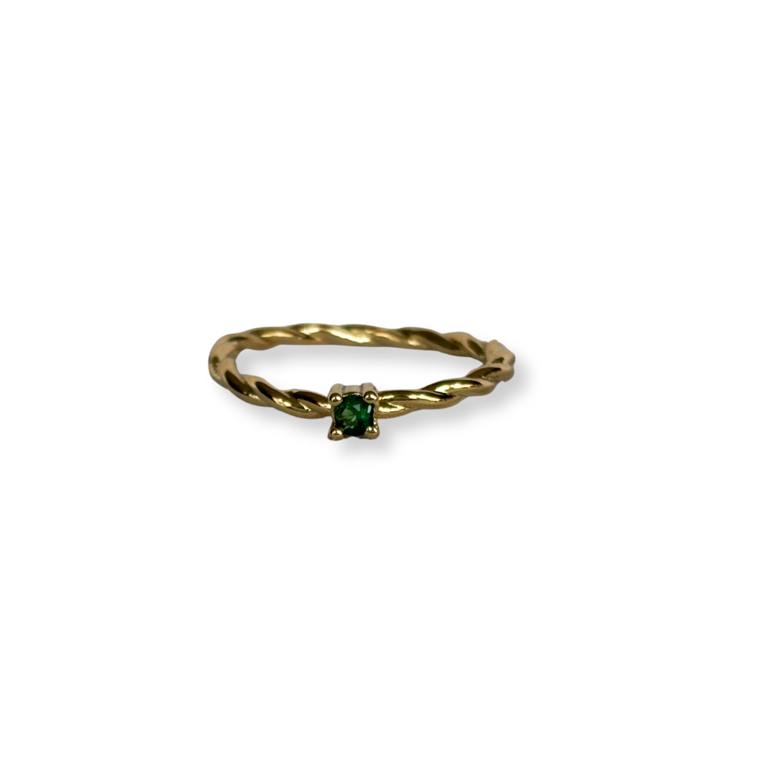 ANILLO TORCIDO CON PUNTO EMERALD
