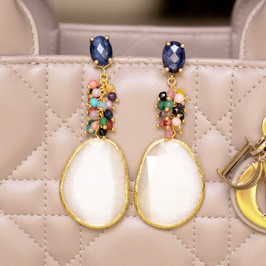 ARETES GIZA AZUL,COLORFUL Y BLANCO