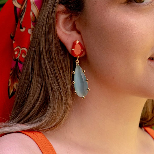 ARETES JUNE CORAL Y AZUL
