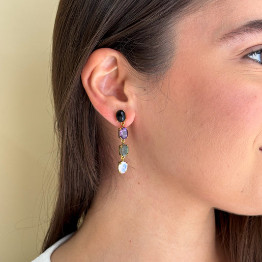 ARETES 4 GEMSTONES MULTI GEMS BLACK