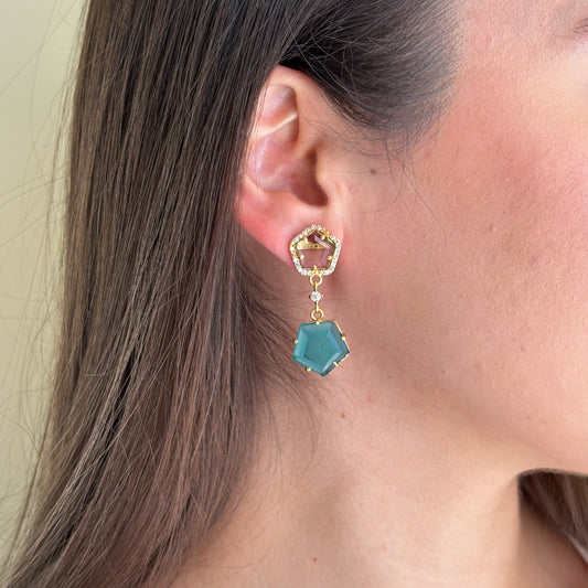 ARETES 2 MULTIGEMSTONES CHAMPAGNE HYDRO