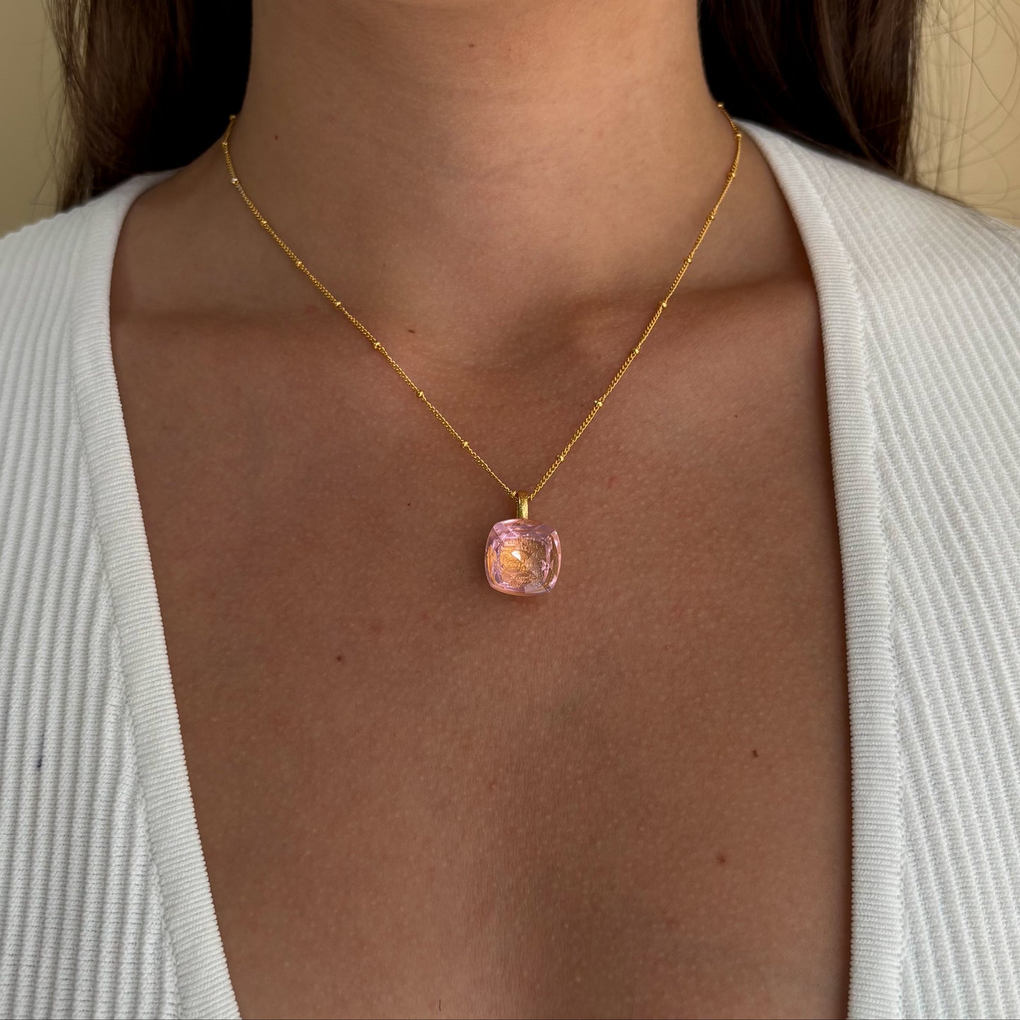 COLLAR GEMSTONE PINK QUARTZ HYDRO