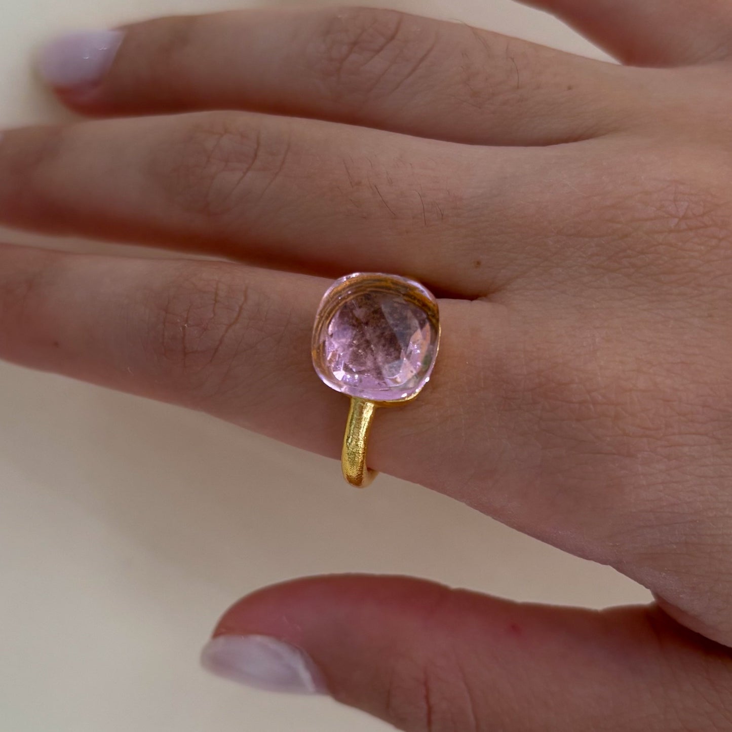 ANILLO GEMSTONE PINK QUARTZ HYDRO