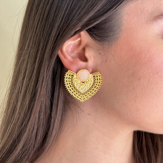 ARETES SABINA -CUARZO ROSA