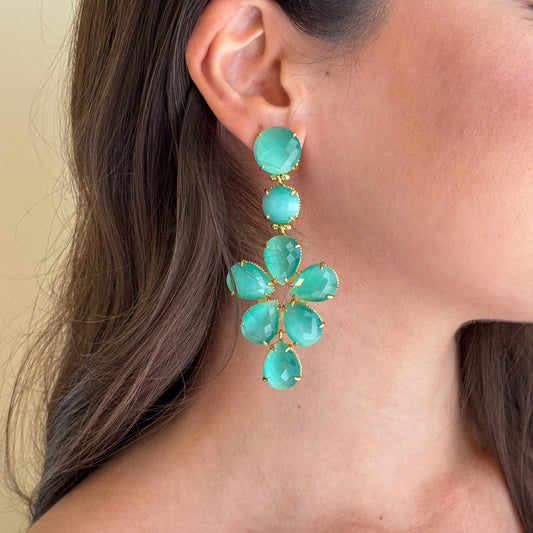ARETES FLOR - AQUA