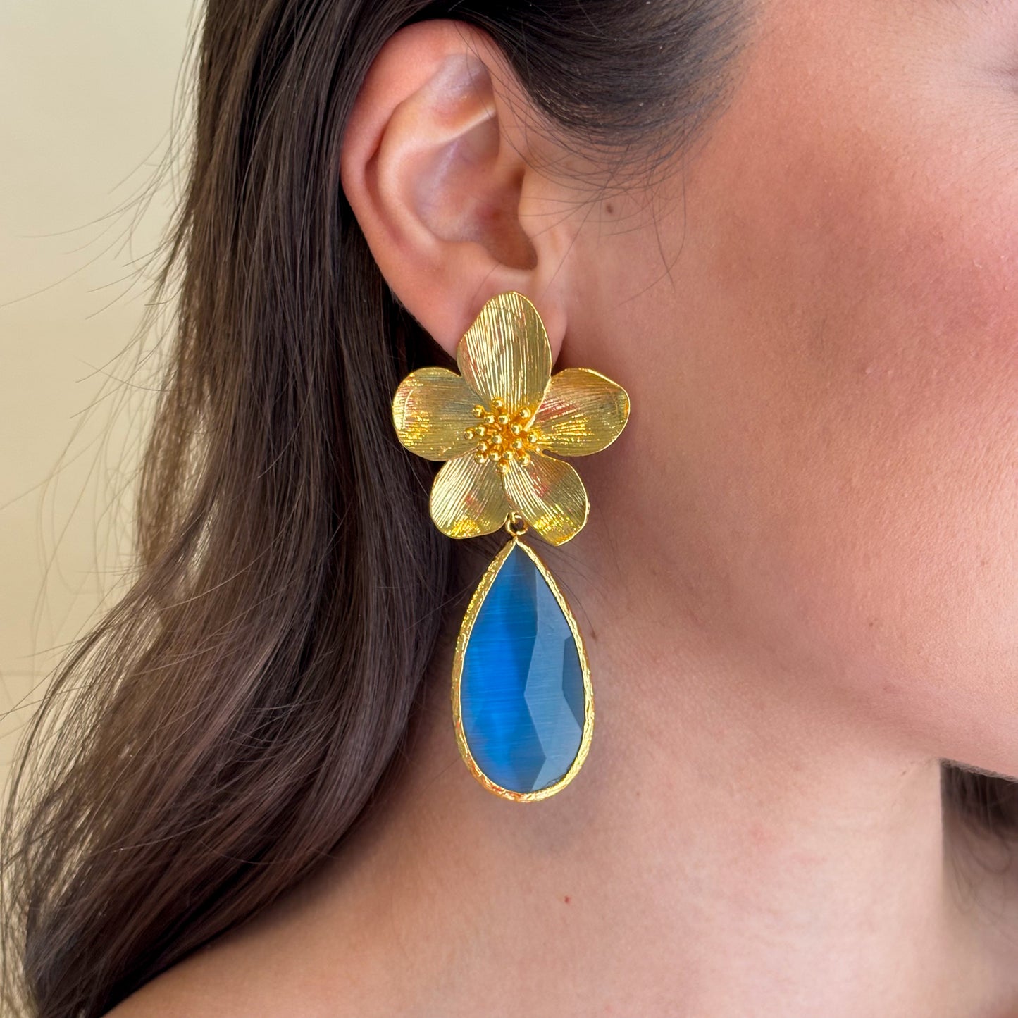 ARETES FLOWER -AZUL