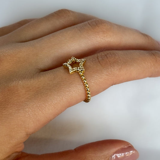 ANILLO BOLITAS CON ESTRELLA
