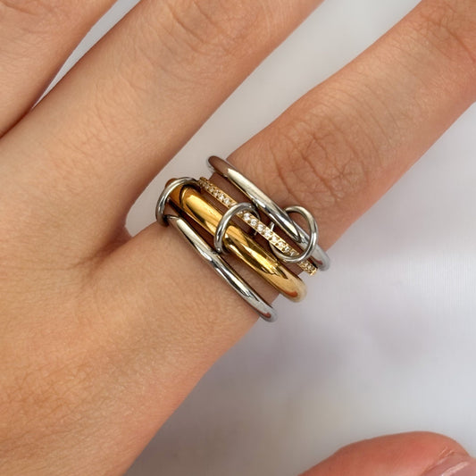 ANILLO CUATRO AROS SILVER AND GOLD