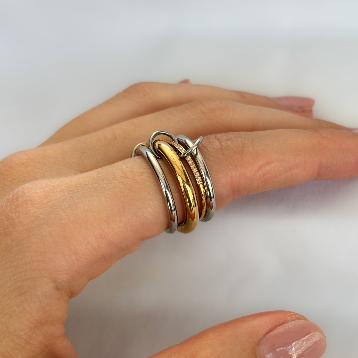 ANILLO CUATRO AROS SILVER AND GOLD