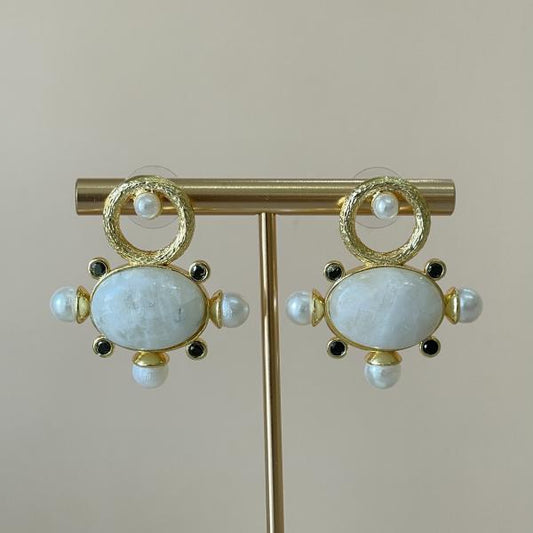 ARETES AURA BLANCO CRISTAL NEGRO