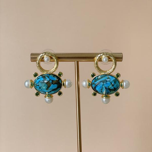 ARETES AURA TURQUESA CRISTAL VERDE