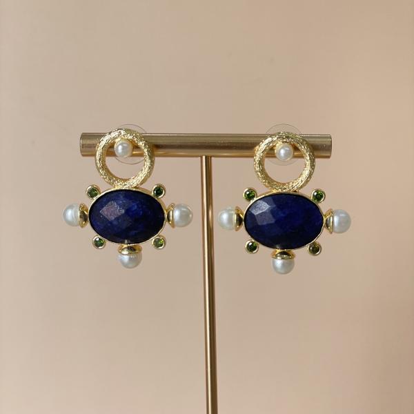ARETES AURA AZUL CRISTAL VERDE