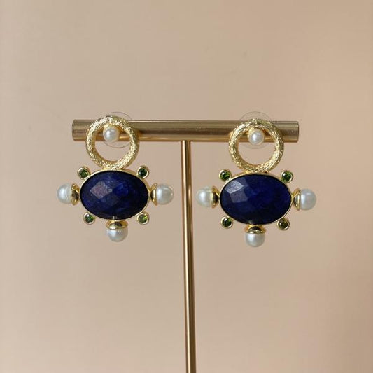 ARETES AURA AZUL CRISTAL VERDE