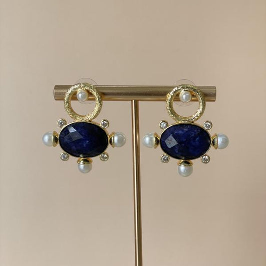 ARETES AURA AZUL MARINO CRISTAL CLEAR