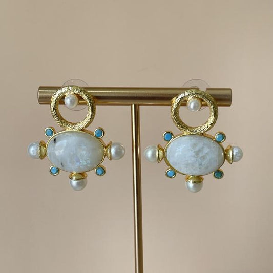 ARETES AURA BLANCO CRISTAL TURQUESA