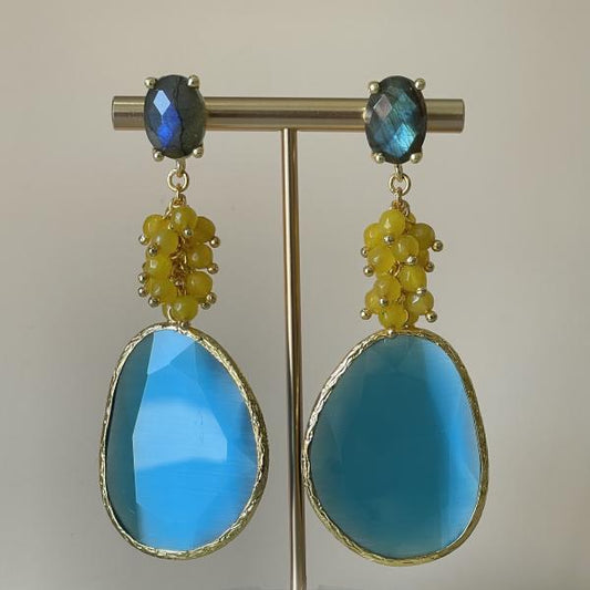 ARETES GIZA VERDE, AMARILLO Y AZUL