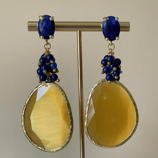 ARETES GIZA AZUL Y MOSTAZA