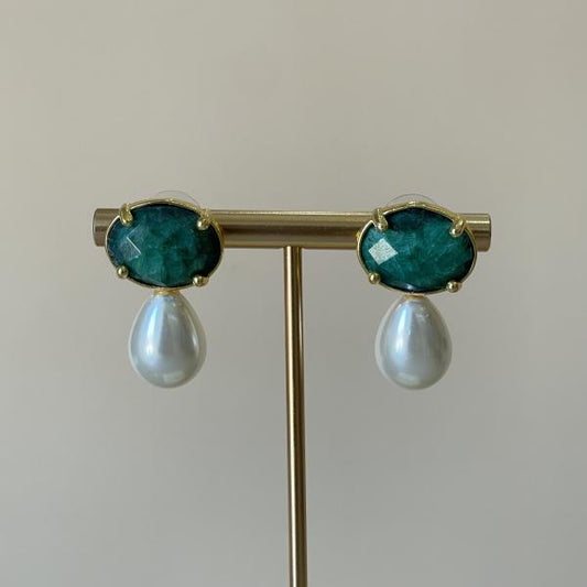 ARETES ALMIRA PERLA -VERDE