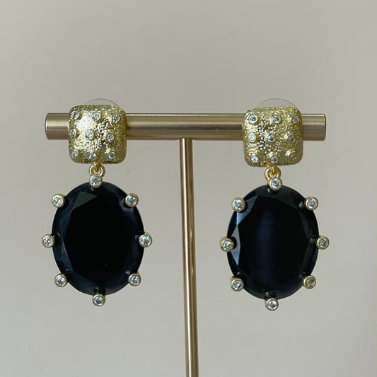 ARETES AMADEA GRANDE -DROP NEGRO CRISTAL CLEAR