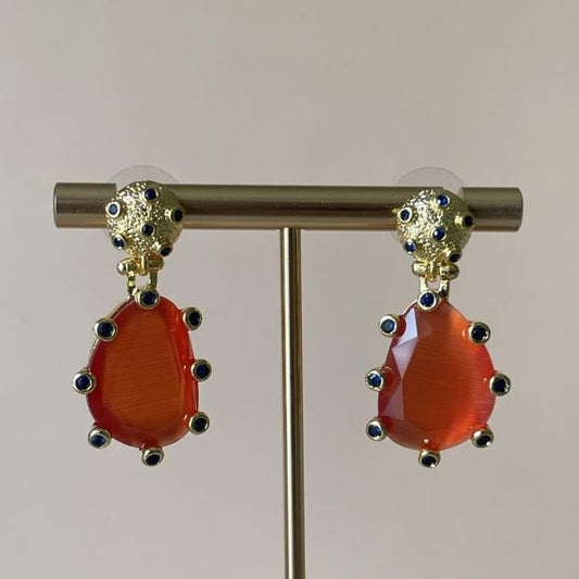 ARETES AMADEA -DROP CORAL CRISTAL NEGRO