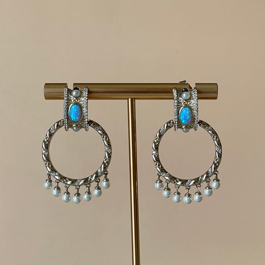 ARETES NANTES PERLA TURQUESA