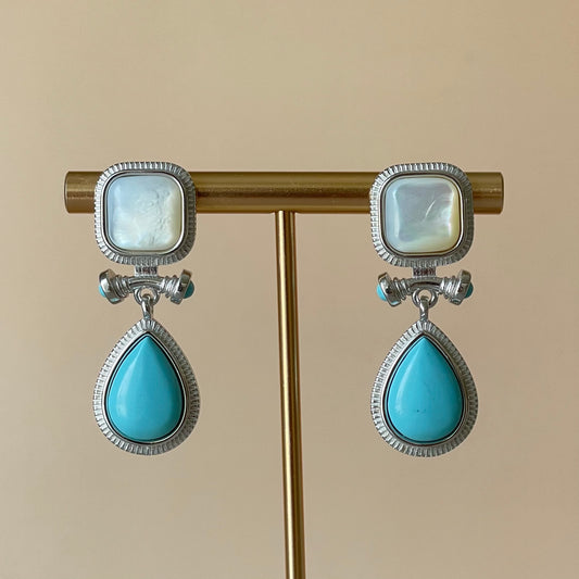 ARETES LUMINOS TURQUESA BLANCO