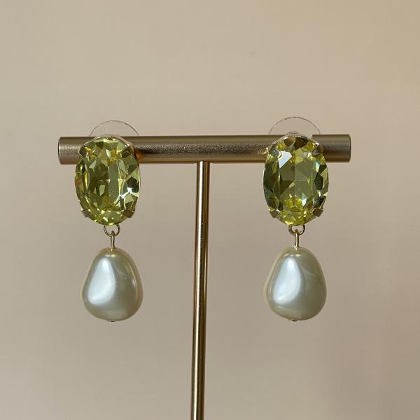 ARETES CATALINA CON PERLA -AMARILLO