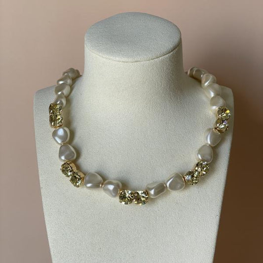 COLLAR ISABEL PERLA CRISTAL AMARILLO