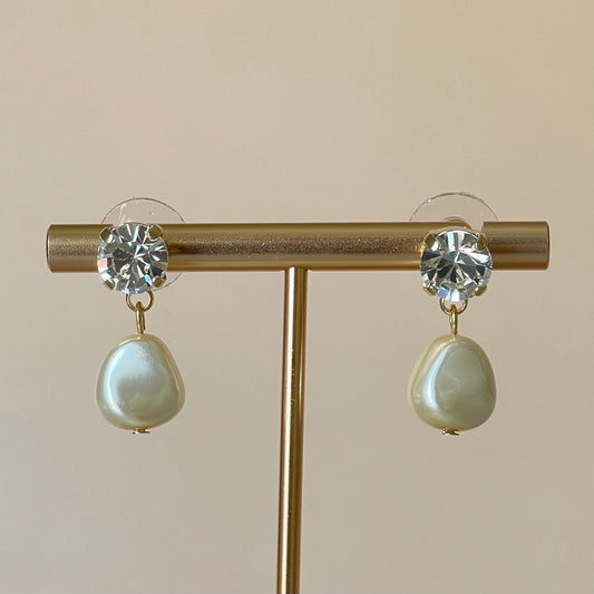 ARETES MINI PERLA CON CRISTAL CLEAR