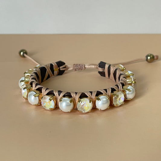 PULSERA FAVORITA PERLA Y CRISTAL TORNASOL -HC