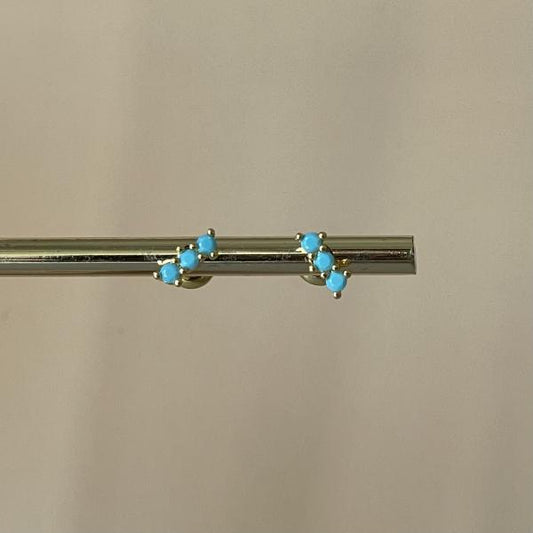 ARETES TRES PIEDRAS TURQUESA