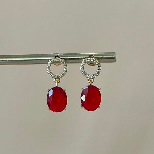 ARETES MILYE CRISTAL ROJO