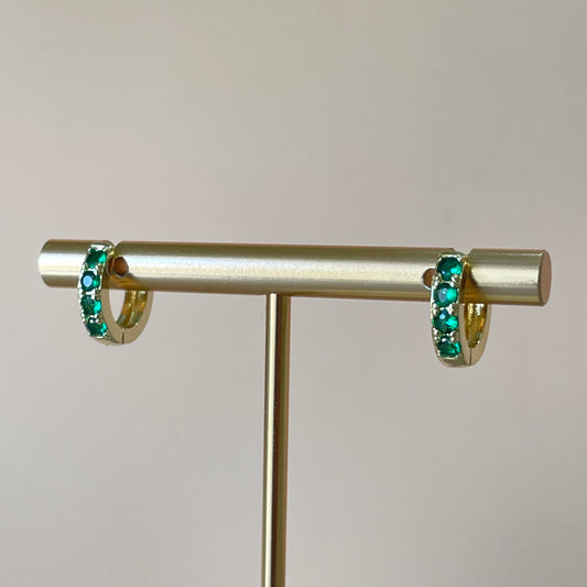 ARRACADAS CUATRO CRISTALES VERDE ESMERALDA