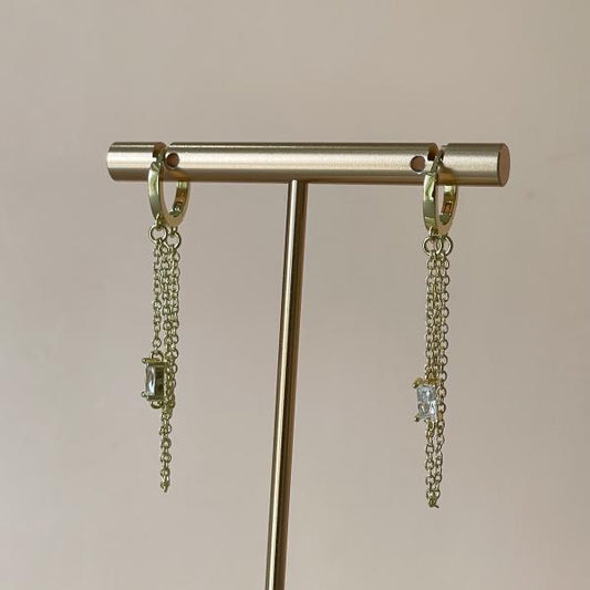ARRACADAS CON CADENA CRISTAL BAGUETTE