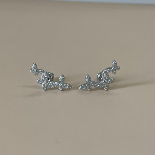 ARETES TRES MARIPOSAS SILVER