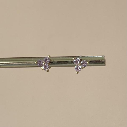 ARETES TRES CRISTALES ROSA