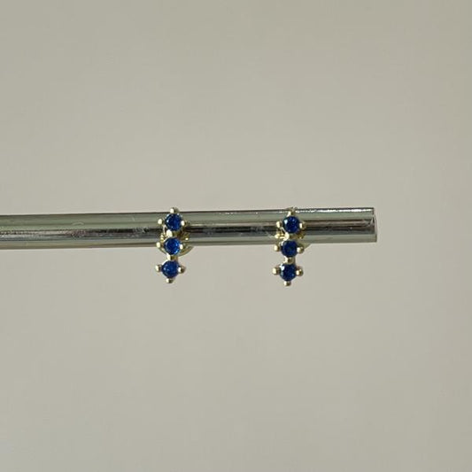 ARETES TRES CRISTALES AZUL MARINO